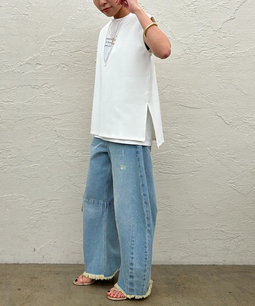Loungedress - 2点セット【ラウンジドレス　Loungedress】ポンチVフレンチカットソー LOUNGEDRESS（ラウンジドレス）の「【WEB限定】2点セット