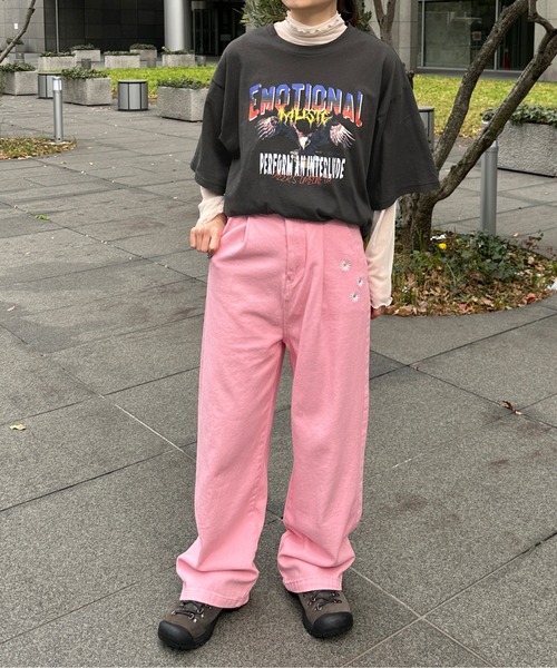 kutir（クティール）の「イーグルデザインビッグTシャツ（Tシャツ/カットソー・レディース・チャコールグレー/オートミール・FREE）」の11枚目の写真