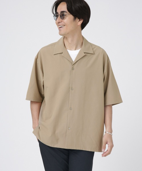 NANO universe（ナノユニバース）の「LB.04/ストレッチワイドオープンカラーシャツ（シャツ/ブラウス・メンズ・ダークグリーン/ブラック/ベージュ/ネイビー・L/M/S）」の2枚目の写真