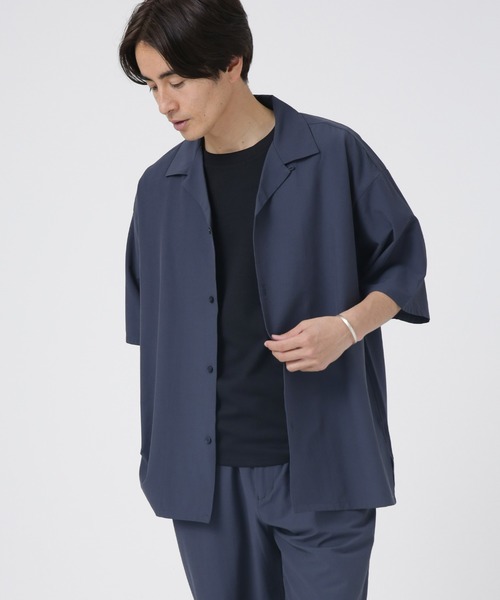 NANO universe（ナノユニバース）の「LB.04/ストレッチワイドオープンカラーシャツ（シャツ/ブラウス・メンズ・ダークグリーン/ブラック/ベージュ/ネイビー・L/M/S）」の4枚目の写真