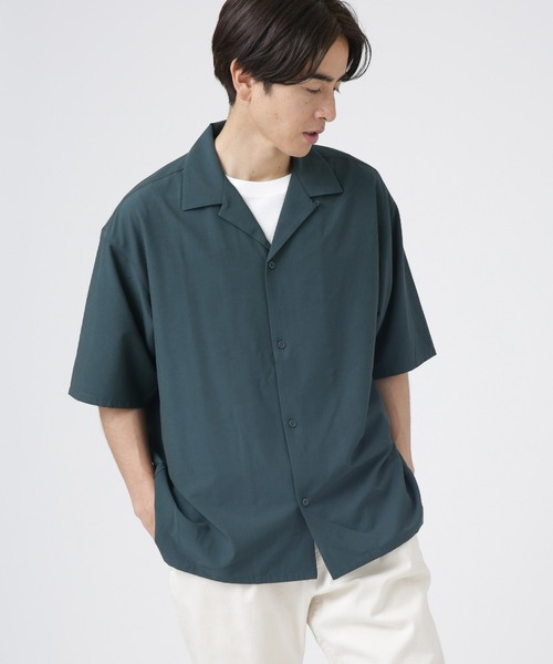 NANO universe（ナノユニバース）の「LB.04/ストレッチワイドオープンカラーシャツ（シャツ/ブラウス・メンズ・ダークグリーン/ブラック/ベージュ/ネイビー・L/M/S）」の3枚目の写真