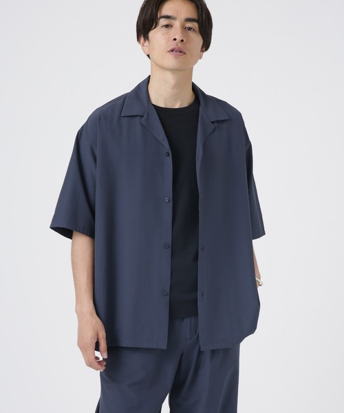 NANO universe（ナノユニバース）の「LB.04/ストレッチワイドオープンカラーシャツ（シャツ/ブラウス・メンズ・ダークグリーン/ブラック/ベージュ/ネイビー・L/M/S）」の8枚目の写真