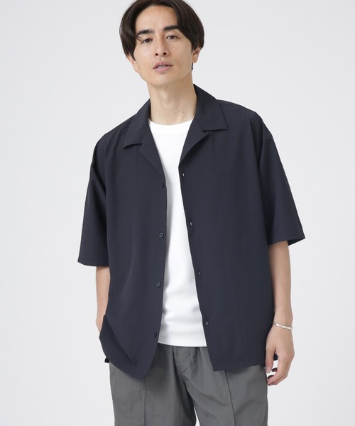 NANO universe（ナノユニバース）の「LB.04/ストレッチワイドオープンカラーシャツ（シャツ/ブラウス・メンズ・ダークグリーン/ブラック/ベージュ/ネイビー・L/M/S）」の22枚目の写真