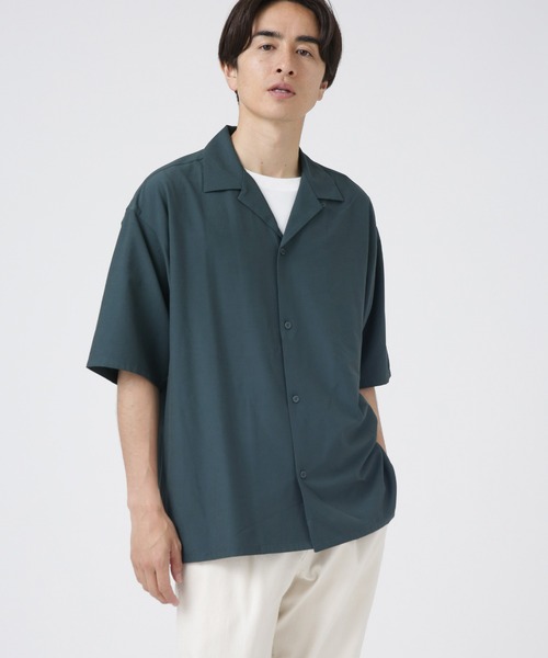 NANO universe（ナノユニバース）の「LB.04/ストレッチワイドオープンカラーシャツ（シャツ/ブラウス・メンズ・ダークグリーン/ブラック/ベージュ/ネイビー・L/M/S）」の15枚目の写真