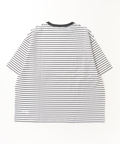 FIRST DOWN（ファーストダウン）の「ボーダー オーバーサイズ ユニセックス Tシャツ（Tシャツ/カットソー・メンズ・ホワイト×ブラック/ブラウン/イエロー・L/M/LL）」の15枚目の写真