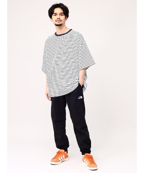 FIRST DOWN（ファーストダウン）の「ボーダー オーバーサイズ ユニセックス Tシャツ（Tシャツ/カットソー・メンズ・ホワイト×ブラック/ブラウン/イエロー・L/M/LL）」の4枚目の写真