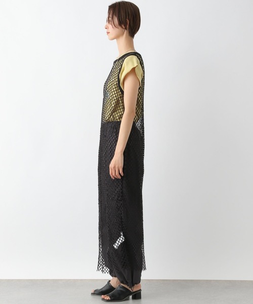 LEPSIM（レプシィム）の「フィッシュネットレイヤーワンピース　199313（ワンピース・レディース・ベージュ/ブラック・FREE）」の8枚目の写真