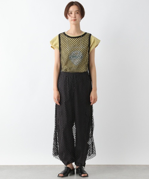 LEPSIM（レプシィム）の「フィッシュネットレイヤーワンピース　199313（ワンピース・レディース・ベージュ/ブラック・FREE）」の6枚目の写真