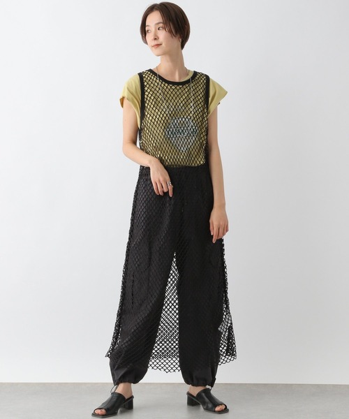 LEPSIM（レプシィム）の「フィッシュネットレイヤーワンピース　199313（ワンピース・レディース・ベージュ/ブラック・FREE）」の4枚目の写真