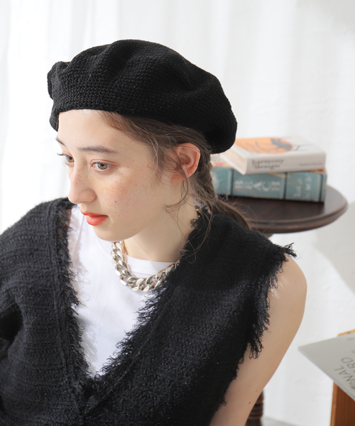 JOURNAL STANDARD（ジャーナルスタンダード）の「別注【DEL SOL/デルソル】el mare Guatemala Tam：帽子（ハンチング/ベレー帽・レディース・ホワイト/ブラック/ブルー・FREE）」の4枚目の写真