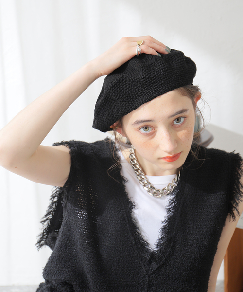 JOURNAL STANDARD（ジャーナルスタンダード）の「別注【DEL SOL/デルソル】el mare Guatemala Tam：帽子（ハンチング/ベレー帽・レディース・ホワイト/ブラック/ブルー・FREE）」の5枚目の写真