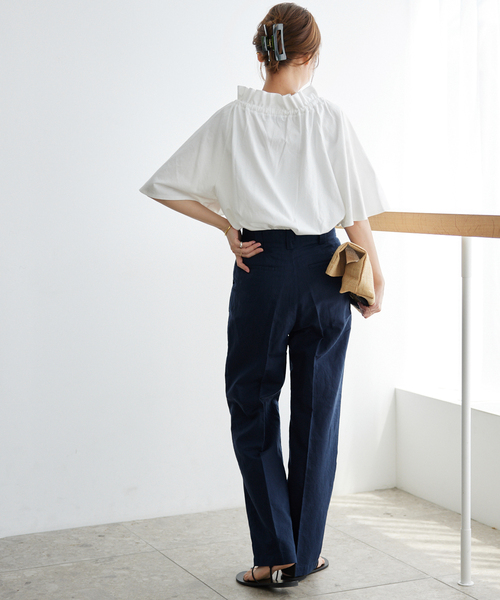 JOURNAL STANDARD relume（ジャーナルスタンダード　レリューム）の「リネンコットンタックスラックス（スラックス・レディース・ライトグリーン/アイボリー/ネイビー・38/36）」の21枚目の写真