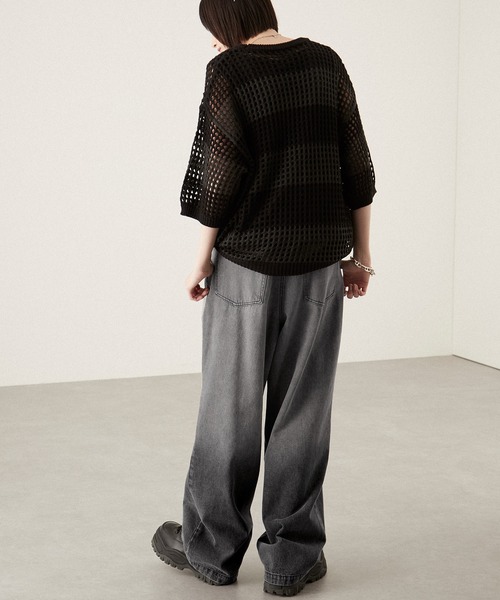 Alfred Alex（アルフレッドアレックス）の「【Alfred Alex】gradation wide straight denim pants / グラデーションワイドストレートデニムパンツ（デニムパンツ・メンズ・サックスブルー/グレー/ブラック/オリーブ/ライトグレー・S/M/L）」の10枚目の写真