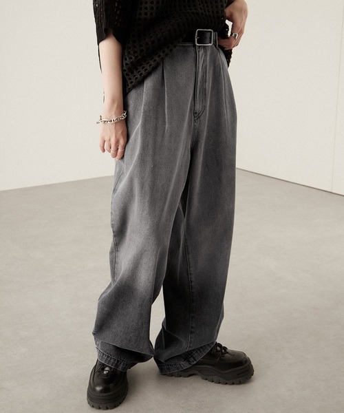 Alfred Alex（アルフレッドアレックス）の「【Alfred Alex】gradation wide straight denim pants / グラデーションワイドストレートデニムパンツ（デニムパンツ・メンズ・サックスブルー/グレー/ブラック/オリーブ/ライトグレー・S/M/L）」の15枚目の写真