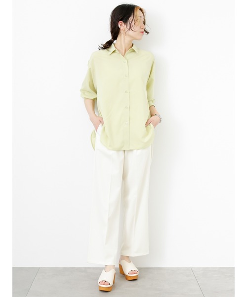 Samansa Mos2 blue（サマンサモスモスブルー）の「【接触冷感】2タックイージーパンツ（その他パンツ・レディース・ブルー/グリーン/キナリ/ブラック・F）」の6枚目の写真