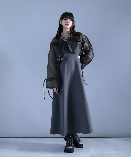 Ellno de Mavie（エルノデメヴィ）の「カットアウトキャミワンピース（ワンピース・レディース・ブラック/ブルーグレー・FREE）」の20枚目の写真