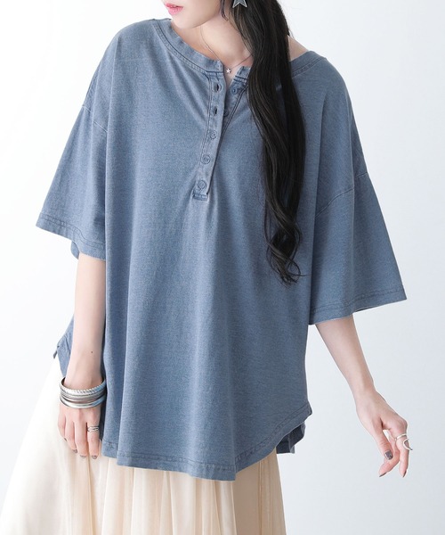 osharewalker（オシャレウォーカー）の「【廃盤】『デニム風2wayデザインプルオーバー』（Tシャツ/カットソー・レディース・ブルー・FREE）」の3枚目の写真