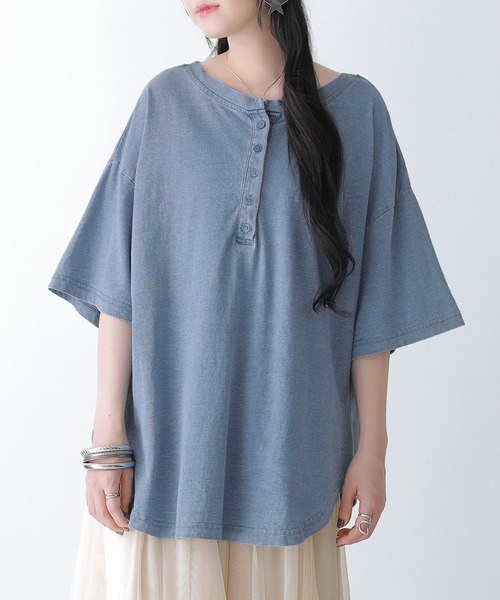 osharewalker（オシャレウォーカー）の「【廃盤】『デニム風2wayデザインプルオーバー』（Tシャツ/カットソー・レディース・ブルー・FREE）」の4枚目の写真