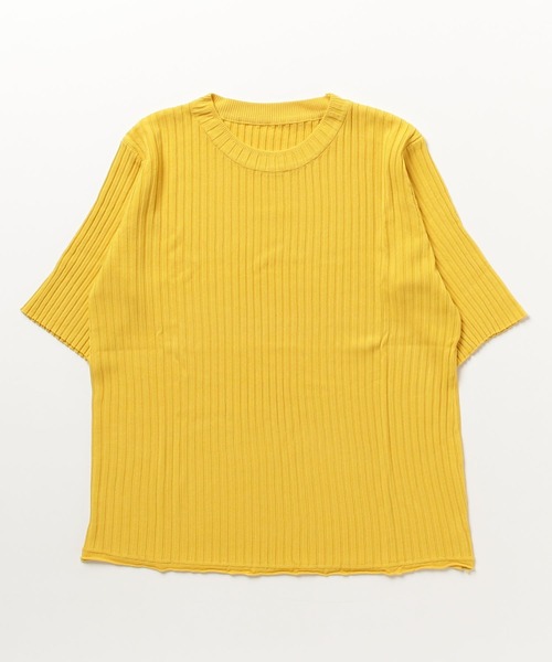 IINNO（イーノ）の「[IINNO]5分袖クルーネックリブ編みニットプルオーバー（Tシャツ/カットソー・レディース・ブルー/ブラック/ピンク系その他/グリーン/ピンク/ホワイト/イエロー・FREE）」の10枚目の写真