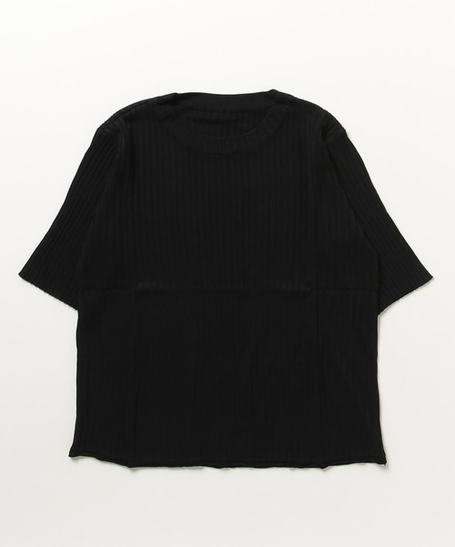 IINNO（イーノ）の「[IINNO]5分袖クルーネックリブ編みニットプルオーバー（Tシャツ/カットソー・レディース・ブルー/ブラック/ピンク系その他/グリーン/ピンク/ホワイト/イエロー・FREE）」の11枚目の写真