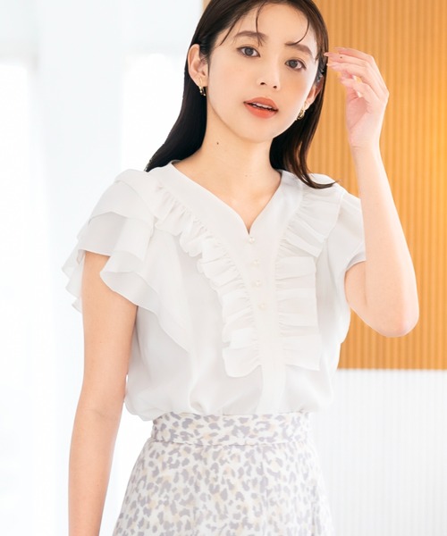 MISCH MASCH(ミッシュマッシュ)の「■2023秋冬新作■フリルレイヤードブラウス/MM328117(シャツ/ブラウス・レディース・ブラック/ホワイト/モカ・フリ-)」の15枚目の写真