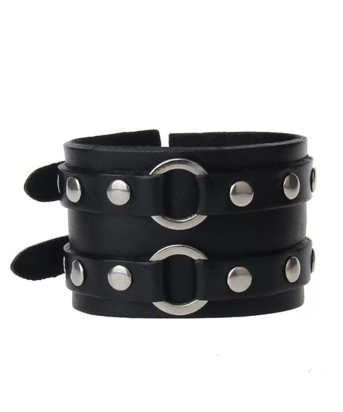 セール】フェイクレザー スタッズ / ハートチェーンバングル（バングル