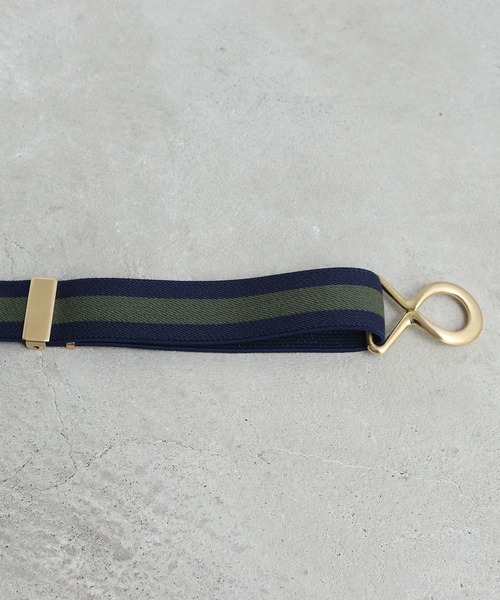 CHILD WOMAN（チャイルドウーマン）の「ゴールドバックル ラインゴムベルト（ベルト・レディース・ブラウン/グリーン・FREE）」の5枚目の写真