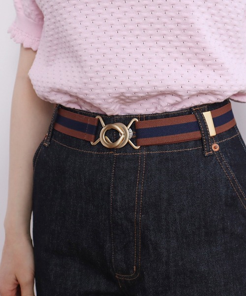 CHILD WOMAN（チャイルドウーマン）の「ゴールドバックル ラインゴムベルト（ベルト・レディース・ブラウン/グリーン・FREE）」の9枚目の写真