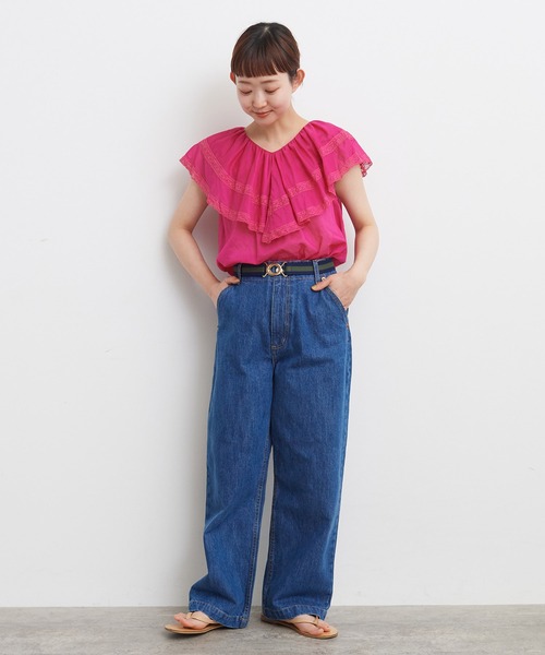 CHILD WOMAN（チャイルドウーマン）の「ゴールドバックル ラインゴムベルト（ベルト・レディース・ブラウン/グリーン・FREE）」の6枚目の写真