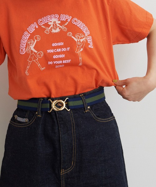 CHILD WOMAN（チャイルドウーマン）の「ゴールドバックル ラインゴムベルト（ベルト・レディース・ブラウン/グリーン・FREE）」の7枚目の写真