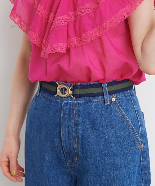 CHILD WOMAN（チャイルドウーマン）の「ゴールドバックル ラインゴムベルト（ベルト・レディース・ブラウン/グリーン・FREE）」の15枚目の写真