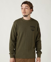 AVIREX(ABbNX)NAVAL L/S WAFFLE T-SHIRT / lCo  bt TVc / AVIREX / ABbNX(TVc/Jbg\[)