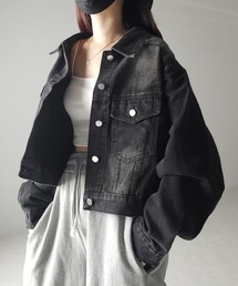 me+em select | 【 ３color 】クロップドウォッシュダメージデニムGジャン(デニムジャケット)