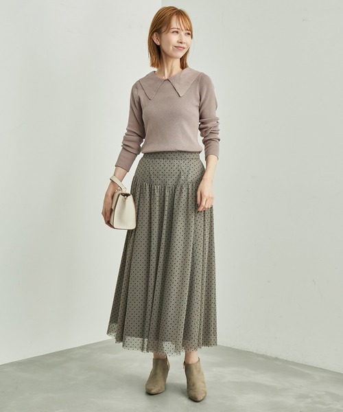 ROPE' PICNIC(ロペピクニック)の「【WEB限定】ビッグ襟ニットプルオーバー(ニット/セーター・レディース・ベージュ系その他/オフホワイト/ブラック/ブルー系その他4・38)」の14枚目の写真