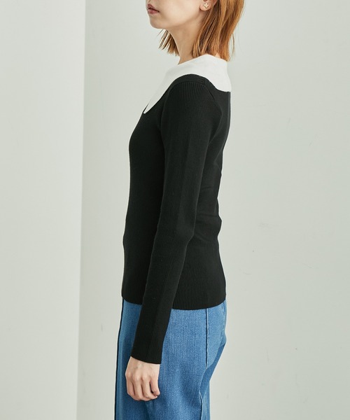 ROPE' PICNIC(ロペピクニック)の「【WEB限定】ビッグ襟ニットプルオーバー(ニット/セーター・レディース・ベージュ系その他/オフホワイト/ブラック/ブルー系その他4・38)」の21枚目の写真