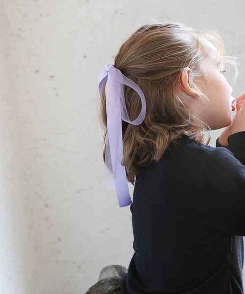 Rora（ローラ）の「シャララ リボン ヘアゴム（ヘアゴム・キッズ・クリーム/ラベンダー/ピンク/ブラック/ネイビー・FREE）」の6枚目の写真