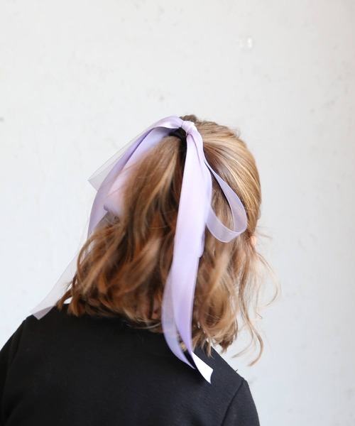 Rora（ローラ）の「シャララ リボン ヘアゴム（ヘアゴム・キッズ・クリーム/ラベンダー/ピンク/ブラック/ネイビー・FREE）」の15枚目の写真
