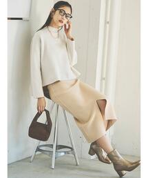 Te chichi | 【大人の洗練カラーニット】リバーシブル配色ロングタイトスカート（セットアップ可）(スカート)