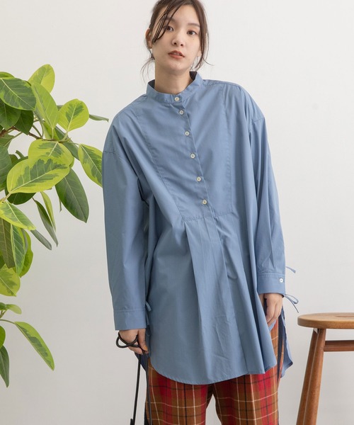 POU DOU DOU（プードゥドゥ）の「ビブヨークサイドリボンチュニック（シャツ/ブラウス・レディース・オフホワイト/ブルー/ネイビー/イエロー・3）」の20枚目の写真