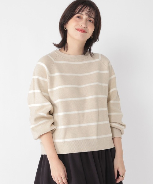 studio CLIP（スタディオクリップ）の「【マシンウォッシャブル/速乾】ソフィニー12ゲージボーダープルオーバー（ニット/セーター・レディース・ライトグレー/カーキ/ベージュ/オレンジ/モカ/ライトグリーン/キャメル・LARGE/MEDIUM）」の4枚目の写真