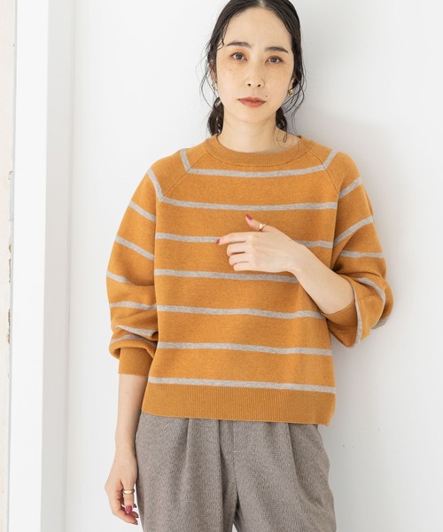 studio CLIP（スタディオクリップ）の「【マシンウォッシャブル/速乾】ソフィニー12ゲージボーダープルオーバー（ニット/セーター・レディース・ライトグレー/カーキ/ベージュ/オレンジ/モカ/ライトグリーン/キャメル・LARGE/MEDIUM）」の8枚目の写真