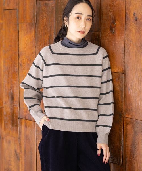 studio CLIP（スタディオクリップ）の「【マシンウォッシャブル/速乾】ソフィニー12ゲージボーダープルオーバー（ニット/セーター・レディース・ライトグレー/カーキ/ベージュ/オレンジ/モカ/ライトグリーン/キャメル・LARGE/MEDIUM）」の13枚目の写真