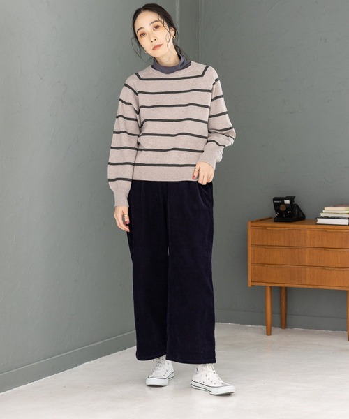 studio CLIP（スタディオクリップ）の「【マシンウォッシャブル/速乾】ソフィニー12ゲージボーダープルオーバー（ニット/セーター・レディース・ライトグレー/カーキ/ベージュ/オレンジ/モカ/ライトグリーン/キャメル・LARGE/MEDIUM）」の14枚目の写真