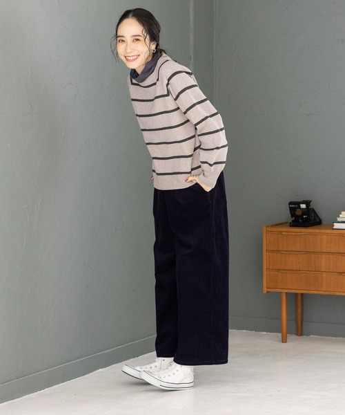 studio CLIP（スタディオクリップ）の「【マシンウォッシャブル/速乾】ソフィニー12ゲージボーダープルオーバー（ニット/セーター・レディース・ライトグレー/カーキ/ベージュ/オレンジ/モカ/ライトグリーン/キャメル・LARGE/MEDIUM）」の15枚目の写真