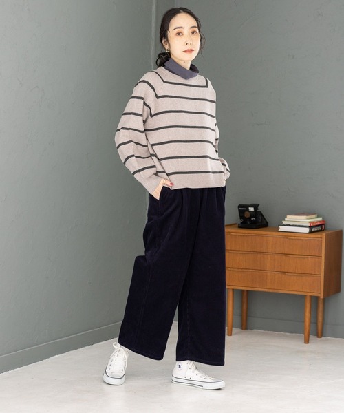 studio CLIP（スタディオクリップ）の「【マシンウォッシャブル/速乾】ソフィニー12ゲージボーダープルオーバー（ニット/セーター・レディース・ライトグレー/カーキ/ベージュ/オレンジ/モカ/ライトグリーン/キャメル・LARGE/MEDIUM）」の16枚目の写真