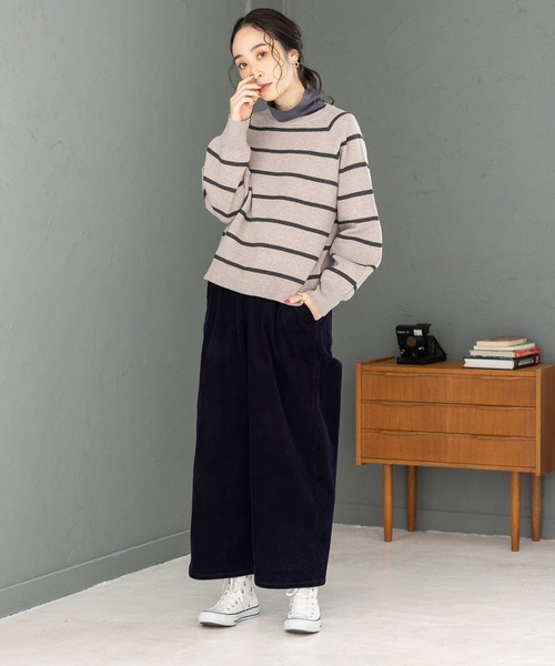 studio CLIP（スタディオクリップ）の「【マシンウォッシャブル/速乾】ソフィニー12ゲージボーダープルオーバー（ニット/セーター・レディース・ライトグレー/カーキ/ベージュ/オレンジ/モカ/ライトグリーン/キャメル・LARGE/MEDIUM）」の17枚目の写真