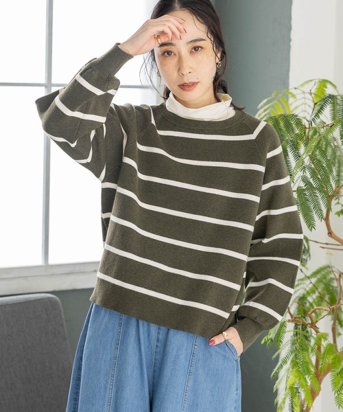 studio CLIP（スタディオクリップ）の「【マシンウォッシャブル/速乾】ソフィニー12ゲージボーダープルオーバー（ニット/セーター・レディース・ライトグレー/カーキ/ベージュ/オレンジ/モカ/ライトグリーン/キャメル・LARGE/MEDIUM）」の18枚目の写真