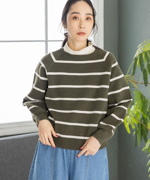 studio CLIP（スタディオクリップ）の「【マシンウォッシャブル/速乾】ソフィニー12ゲージボーダープルオーバー（ニット/セーター・レディース・ライトグレー/カーキ/ベージュ/オレンジ/モカ/ライトグリーン/キャメル・LARGE/MEDIUM）」の19枚目の写真