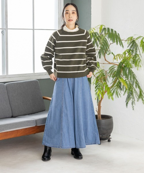 studio CLIP（スタディオクリップ）の「【マシンウォッシャブル/速乾】ソフィニー12ゲージボーダープルオーバー（ニット/セーター・レディース・ライトグレー/カーキ/ベージュ/オレンジ/モカ/ライトグリーン/キャメル・LARGE/MEDIUM）」の20枚目の写真