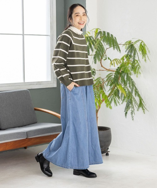 studio CLIP（スタディオクリップ）の「【マシンウォッシャブル/速乾】ソフィニー12ゲージボーダープルオーバー（ニット/セーター・レディース・ライトグレー/カーキ/ベージュ/オレンジ/モカ/ライトグリーン/キャメル・LARGE/MEDIUM）」の21枚目の写真